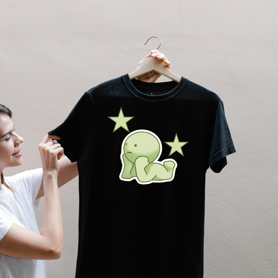 Smiski Green Character Graphic Tee, Kawaii Oversized Streetwear Top