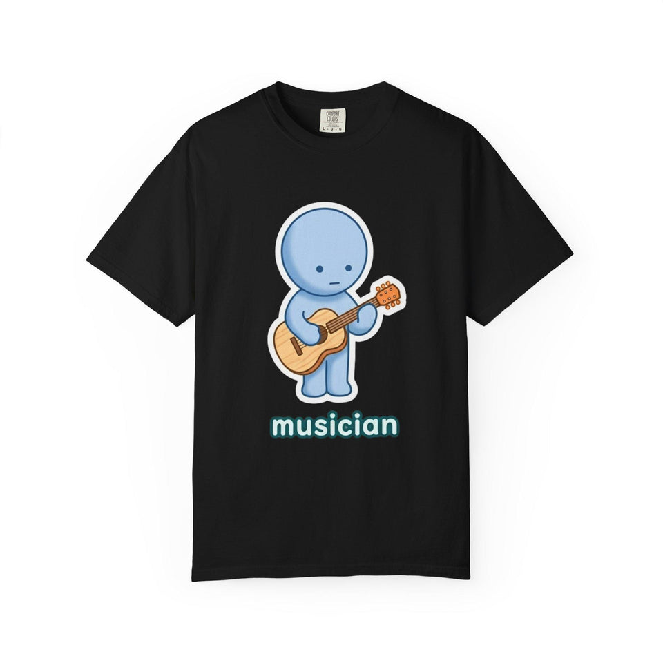 Smiski Musician T-Shirt, Guitar Player Graphic Tee, Kawaii Music Lover Shirt