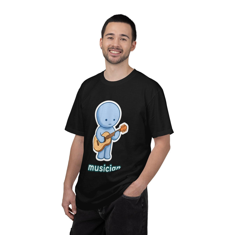 Smiski Musician T-Shirt, Guitar Player Graphic Tee, Kawaii Music Lover Shirt
