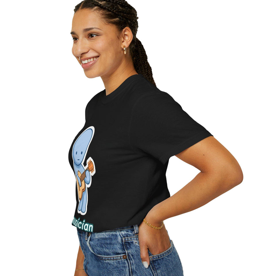 Smiski Musician T-Shirt, Guitar Player Graphic Tee, Kawaii Music Lover Shirt