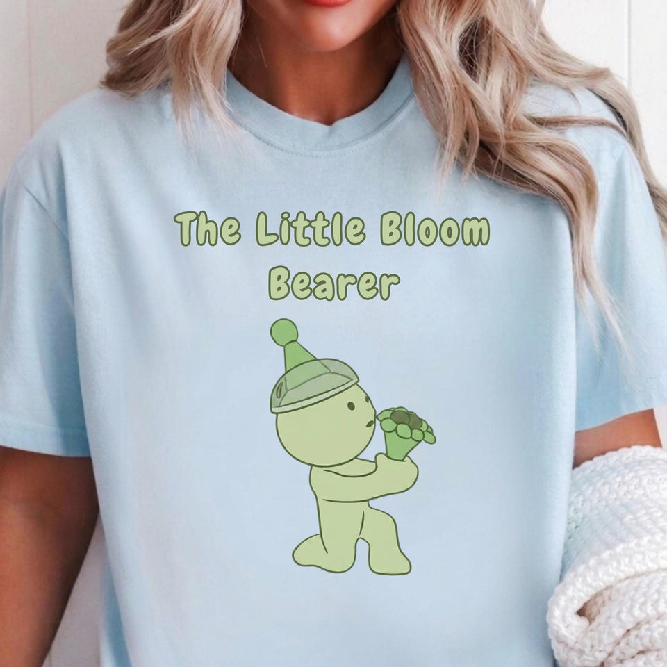 Smiski Little Bloom Bearer T-Shirt, Graphic Tee, Kawaii Cartoon Shirt, Minimal Soft Style Tee
