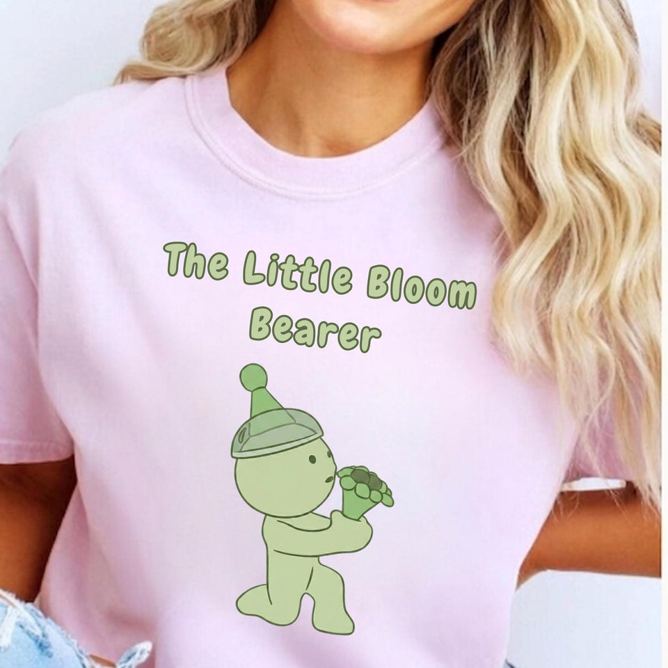 Smiski Little Bloom Bearer T-Shirt, Graphic Tee, Kawaii Cartoon Shirt, Minimal Soft Style Tee