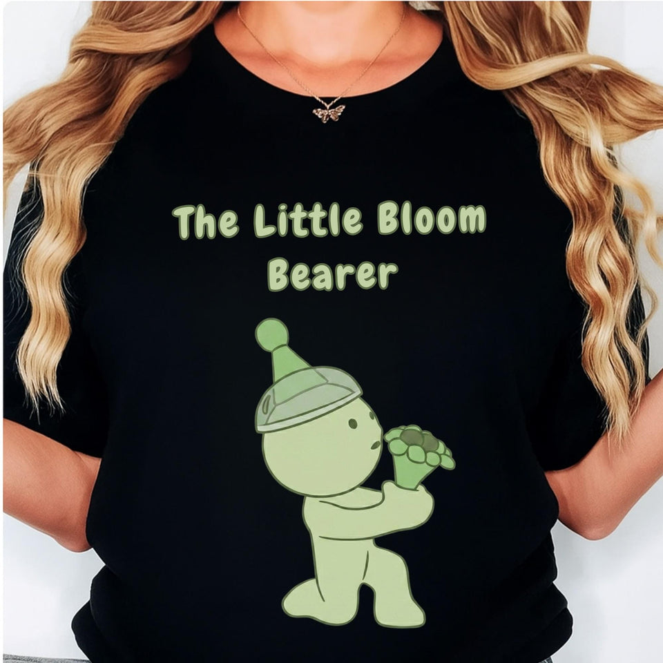 Smiski Little Bloom Bearer T-Shirt, Graphic Tee, Kawaii Cartoon Shirt, Minimal Soft Style Tee