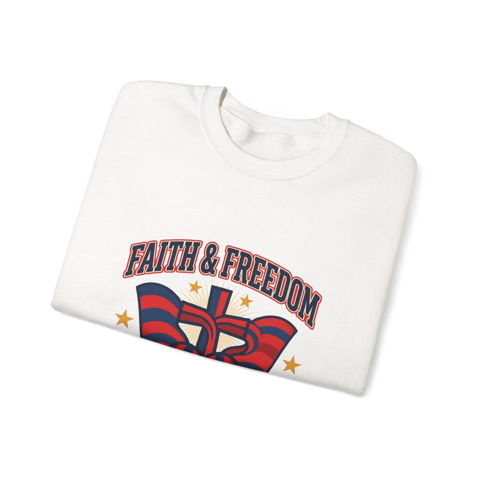 Faith & Freedom Crewneck Sweatshirt | Patriotic, Faith-Based July 4th Vintage Americana