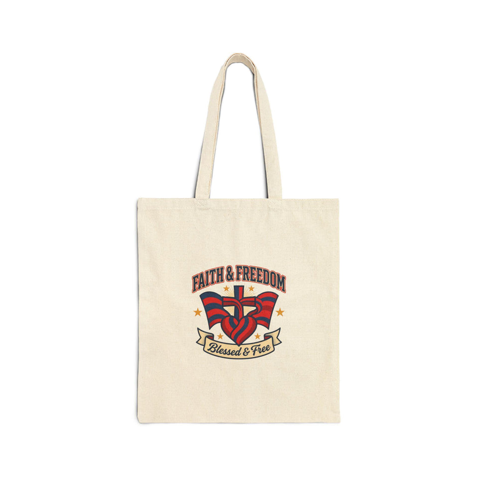 Faith & Freedom Patriotic Tote, faith-based July 4th vintage Americana