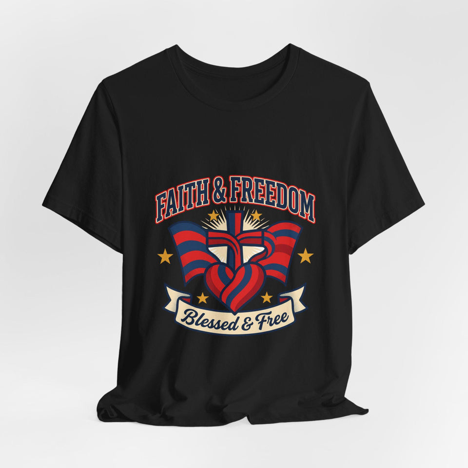 Faith & Freedom Patriotic T-Shirt | faith-based July 4th, vintage Americana