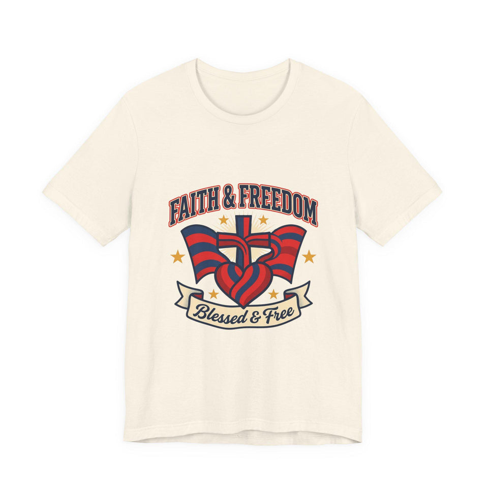 Faith & Freedom Patriotic T-Shirt | faith-based July 4th, vintage Americana