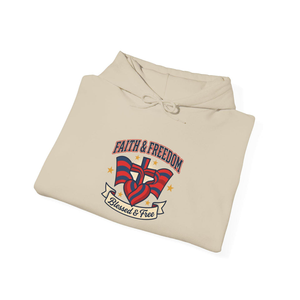 Faith & Freedom crest Hoodie | Patriotic, Faith-based July 4th vintage Americana