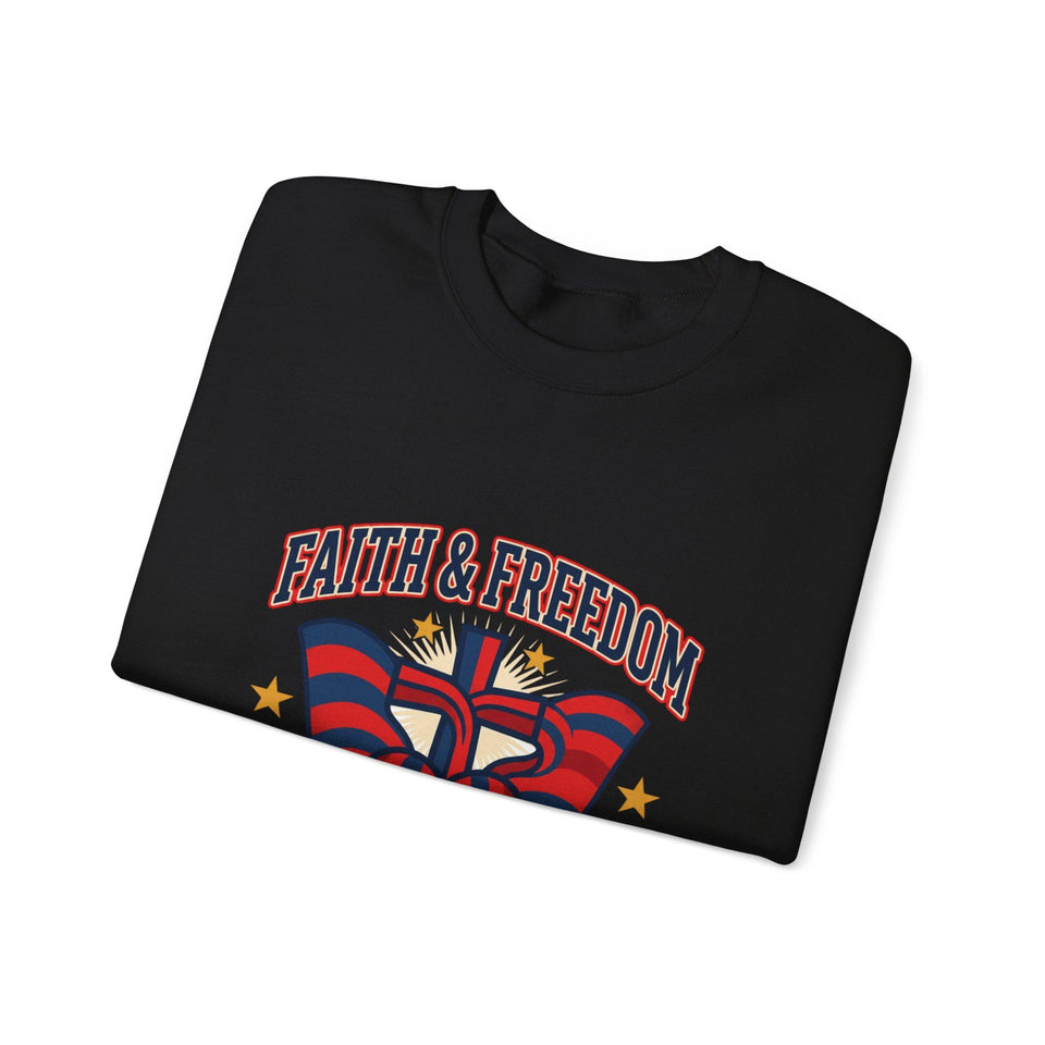 Faith & Freedom Crewneck Sweatshirt | Patriotic, Faith-Based July 4th Vintage Americana