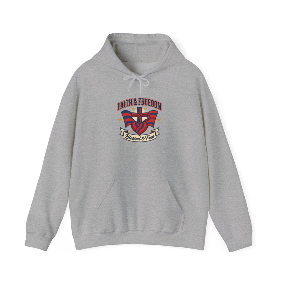 Faith & Freedom crest Hoodie | Patriotic, Faith-based July 4th vintage Americana