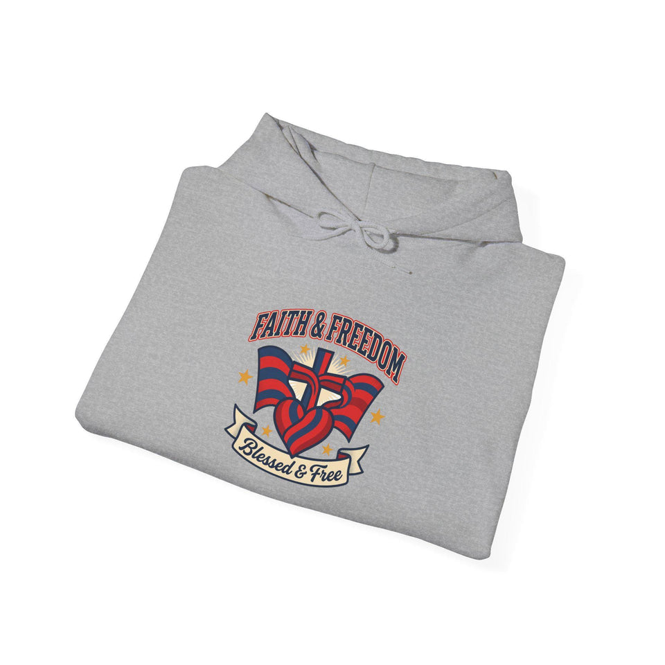 Faith & Freedom crest Hoodie | Patriotic, Faith-based July 4th vintage Americana