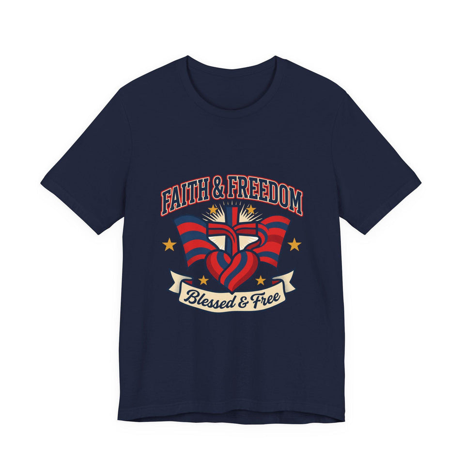 Faith & Freedom Patriotic T-Shirt | faith-based July 4th, vintage Americana