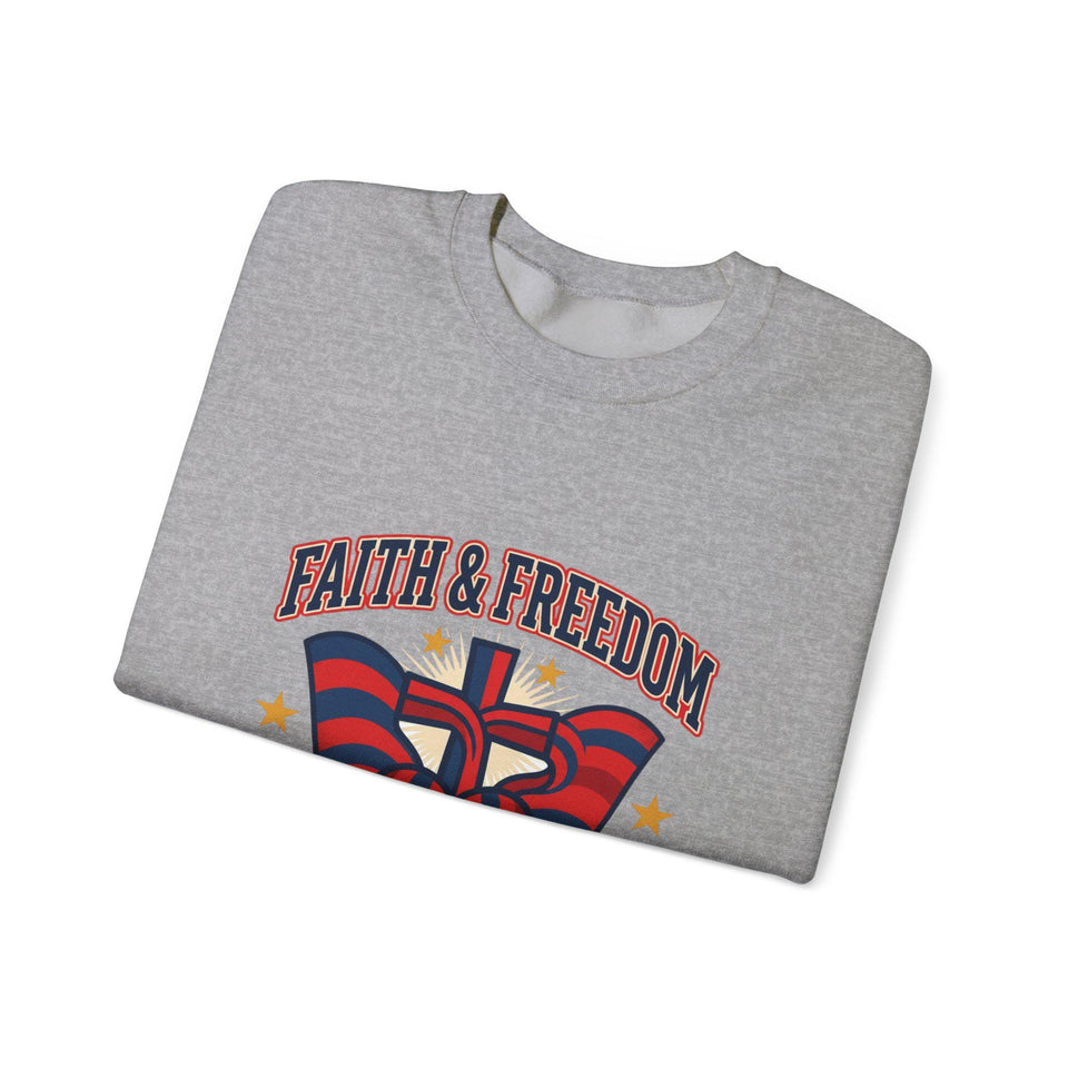 Faith & Freedom Crewneck Sweatshirt | Patriotic, Faith-Based July 4th Vintage Americana