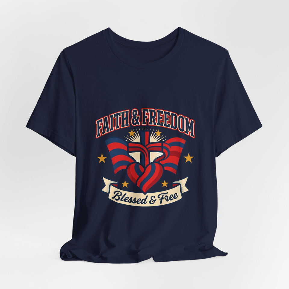 Faith & Freedom Patriotic T-Shirt | faith-based July 4th, vintage Americana