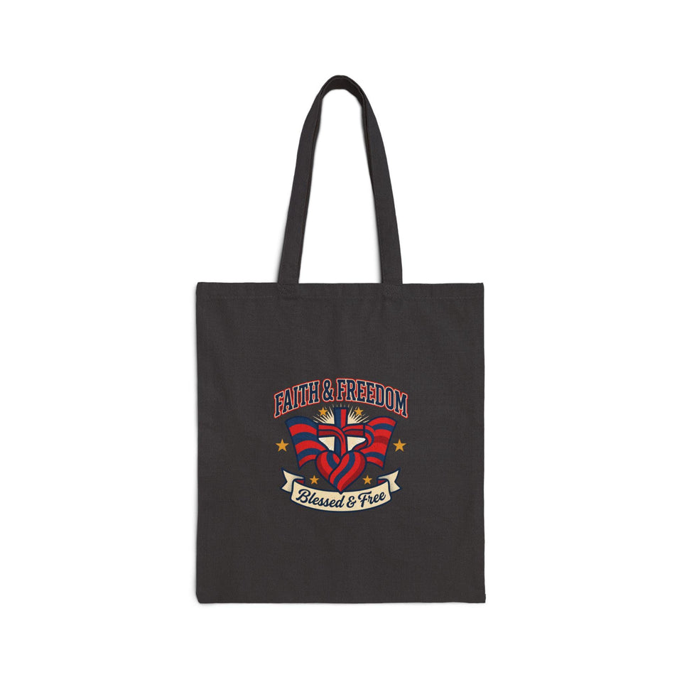 Faith & Freedom Patriotic Tote, faith-based July 4th vintage Americana