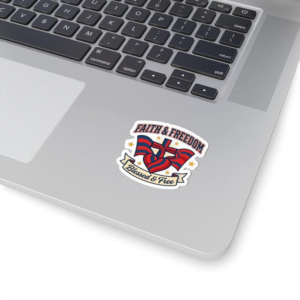 Faith & Freedom Kiss-Cut Sticker | Patriotic, Faith-Based July 4th Retro Americana