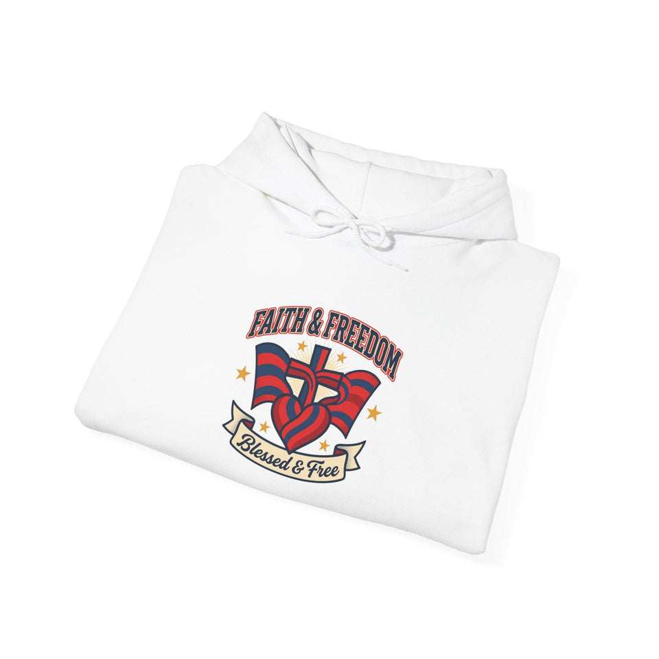 Faith & Freedom crest Hoodie | Patriotic, Faith-based July 4th vintage Americana