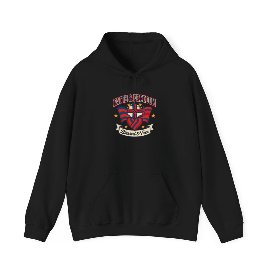 Faith & Freedom crest Hoodie | Patriotic, Faith-based July 4th vintage Americana