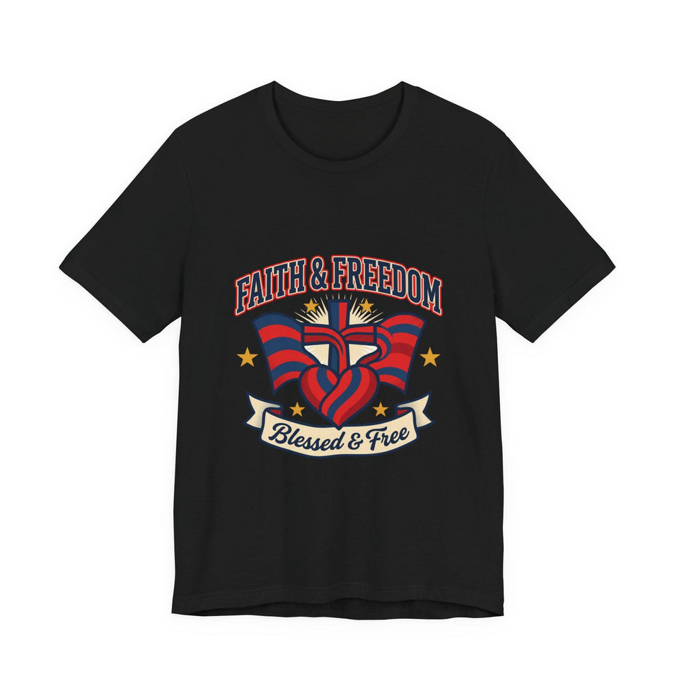 Faith & Freedom Patriotic T-Shirt | faith-based July 4th, vintage Americana