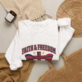 Faith & Freedom Crewneck Sweatshirt | Patriotic, Faith-Based July 4th Vintage Americana