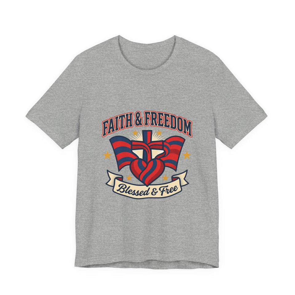 Faith & Freedom Patriotic T-Shirt | faith-based July 4th, vintage Americana