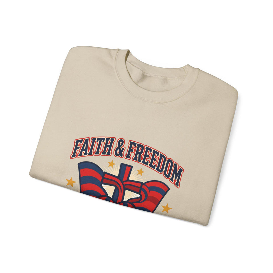 Faith & Freedom Crewneck Sweatshirt | Patriotic, Faith-Based July 4th Vintage Americana