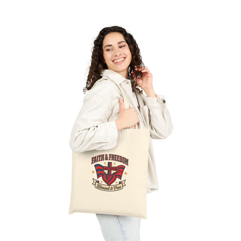 Faith & Freedom Patriotic Tote, faith-based July 4th vintage Americana