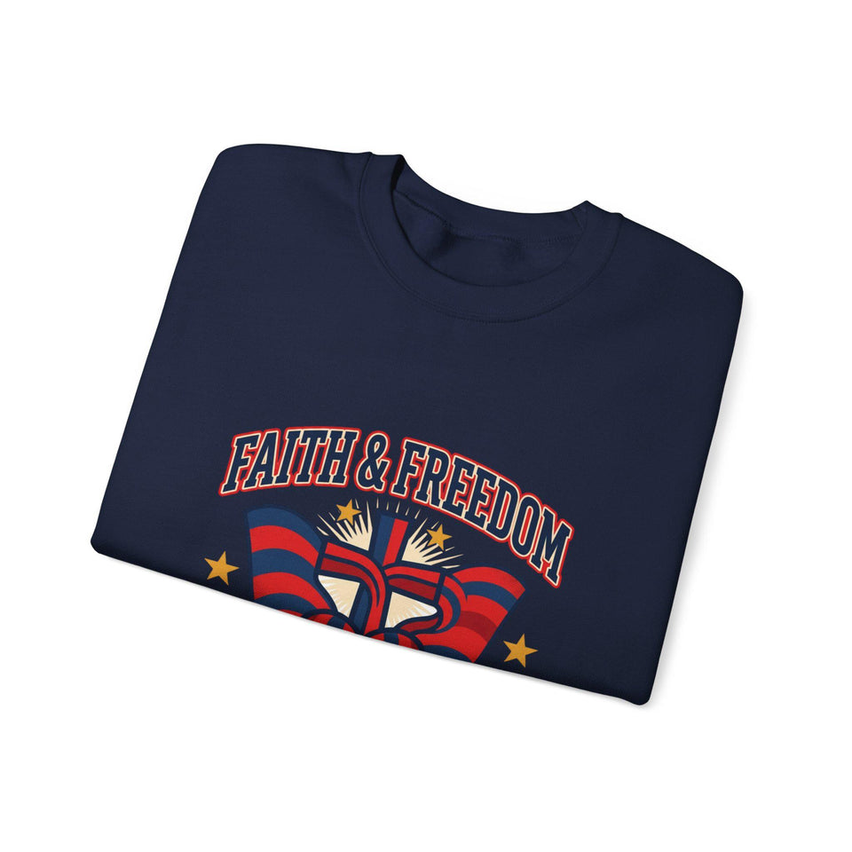 Faith & Freedom Crewneck Sweatshirt | Patriotic, Faith-Based July 4th Vintage Americana