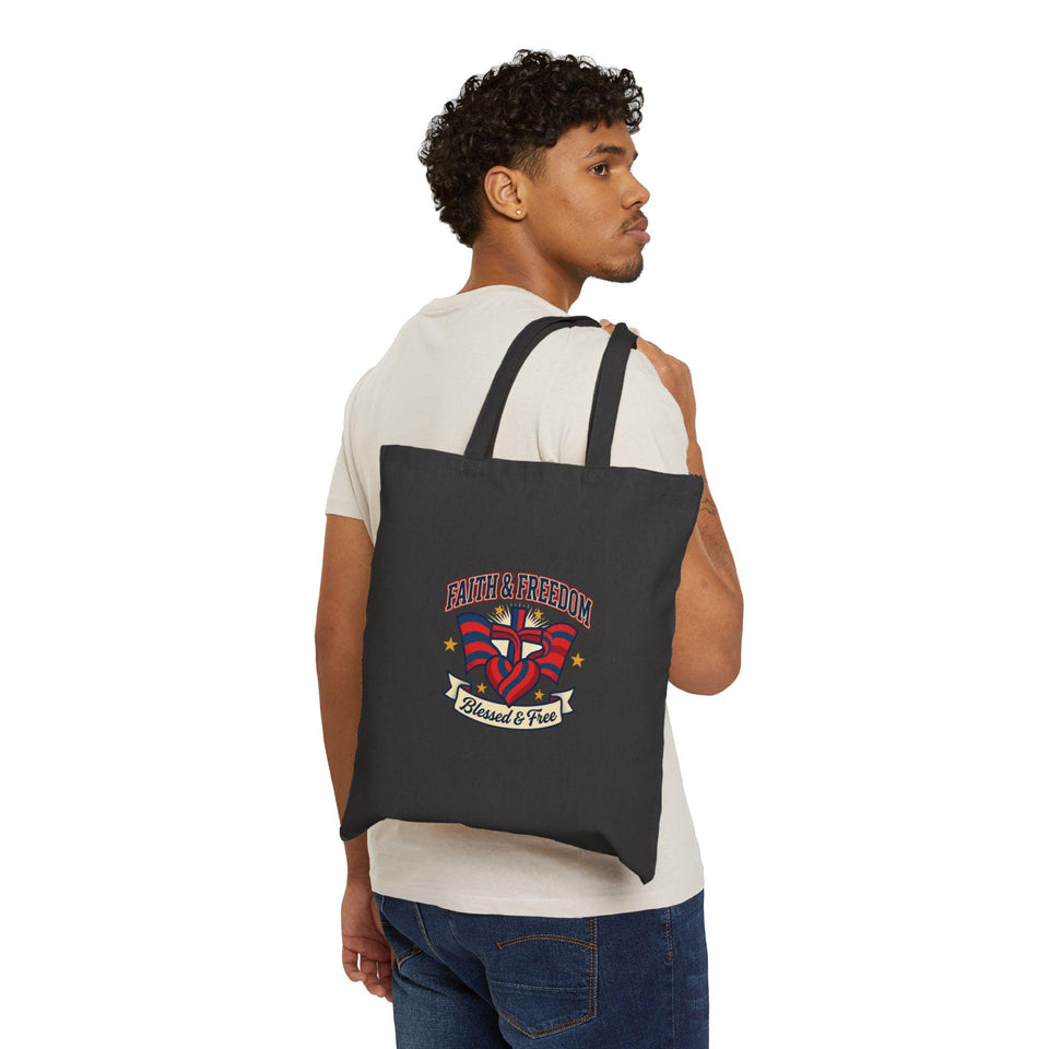 Faith & Freedom Patriotic Tote, faith-based July 4th vintage Americana